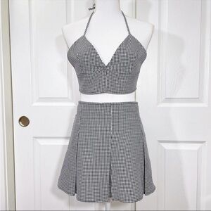 Purrr melrose gingham top + pleated skirt 2pc set